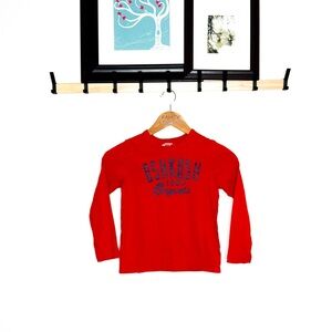 Boys OshKosh Graphic Long Sleeve Shirt Size 7 Red Logo Tee